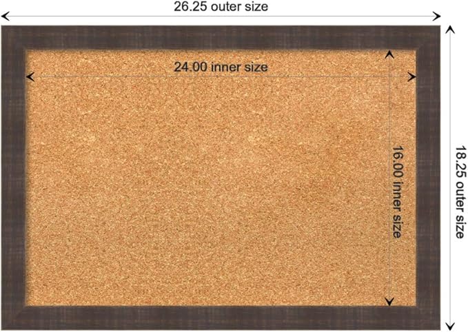 Amanti Art Natural Cork Board for Wall, 18x26 Vision Board with Brown Wood Frame, Medium Corkboard Office Decor for Home Organization, Rustic Farmhouse Corkboard Pinboard to display items for home