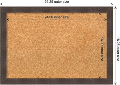 Amanti Art Natural Cork Board for Wall, 18x26 Vision Board with Brown Wood Frame, Medium Corkboard Office Decor for Home Organization, Rustic Farmhouse Corkboard Pinboard to display items for home