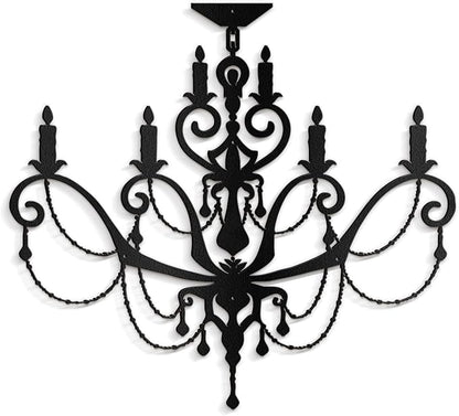 SIGNLEADER Metal Wall Decor Chandelier with Ornate Candle Motif Minimalist Modern Abstract Wall Sculpture Hangings Home Decoration for Living Room, Bedroom, Bathroom, Kitchen, Outdoor - 36" Black