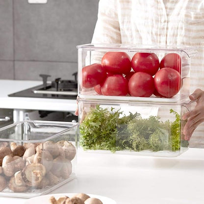 Slideep Produce Saver Refrigerator Organizer Bins with Lids and Removable Drain Tray Food Storage Container - 4 Pack
