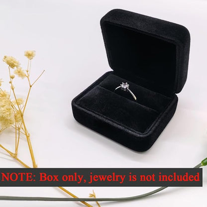 GBYAN 2 Pieces Velvet Ring Box, Jewelry Display Gift Box, Ring Case for Proposal,Engagement, Wedding,Black