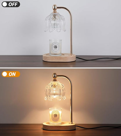 MEIXISUE Candle Warmer Lamp with Timer and Dimmer,Electric Gold Light Gifts for Women Melt Wax Warmer Lamp with 2 Bulbs for Candle Jars House Warming New Home Decor Bedroom