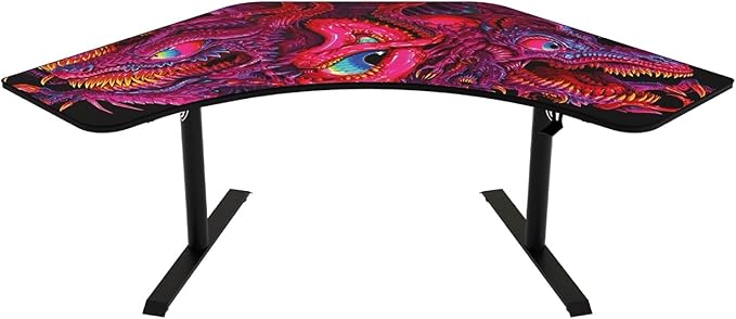Arozzi Arena Angelo L Shaped GamingDesk, PC Gaming Desk L Shape, Height Adjustable L Shaped StandingDesk for Home Office, ComputerDesk with Full Coverage Mouse Pad (Crawling Chaos)