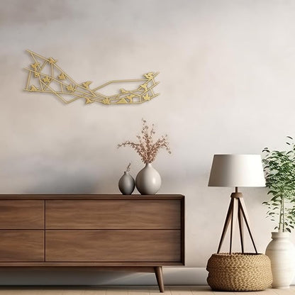 SIGNLEADER Metal Wall Art Decor Birds Perching Modern Abstract Wall Sculpture Hangings Home Decoration for Living Room, Bedroom, Bathroom, Kitchen, Outdoor - 12" Gold