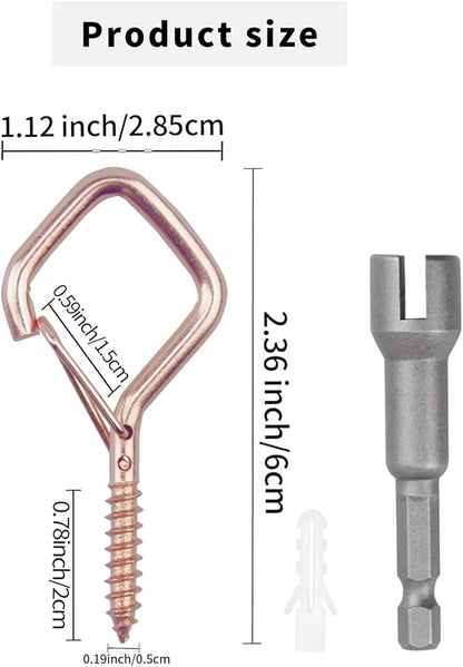 50 PCS Rose Gold Eye Screw Hooks for Hanging Heavy Duty with Safety Buckle.Metal Ceiling Hooks for Hanging Plants Cup Wind Chime Bird Feeders Patio Lights at Indoor&Outdoor