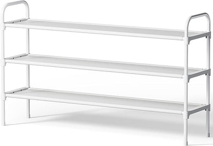 Kitsure Extra-Long Shoe Rack for Closet, Shoe Organizer for Front Door Entrance, Stackable Shoe Shelf, Detachable Closet Organizers and Storage, 39.0" Wide - 3 Tier, White