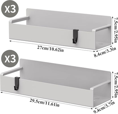 HuggieGems 6 Pack Magnetic Spice Rack Organizer for Refrigerator and Oven, Light Grey Fridge Organizers and Storage for Kitchen