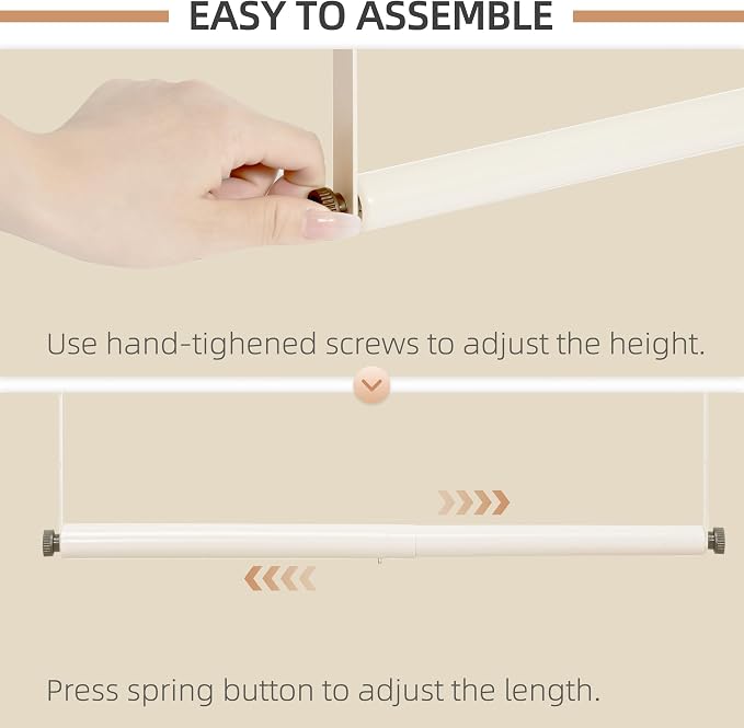 STORAGE MANIAC Adjustable Closet Rod for Hanging Clothes, 2 Pack White | Expandable 17.9"-29.7" Heavy-Duty Metal Closet Hanging Rod with 9 Height Adjustments, Space-Saving Double Closet Organizer