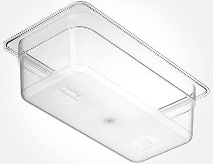 CURTA 6 Pack NSF Food Pans, 1/3 Size 4 Inch Deep, Commercial Polycarbonate Plastic Clear Freezer-Safe