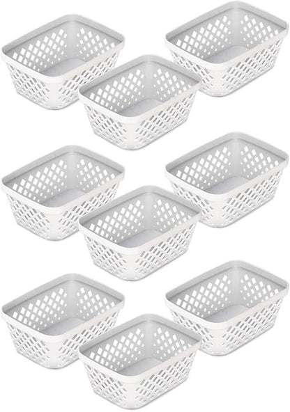 Glad Plastic Storage Basket Set - Multipurpose Drawer Trays, Kitchen Pantry Containers, and Bathroom Bins - 9 Pack Small Organizers, White, 6.25"L x 4.6"W x 2.7"H