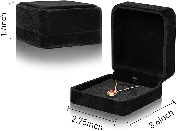 Lamoutor 8Pcs Velvet Necklace Pendant Gift Box Jewelry Gift Box (Black)