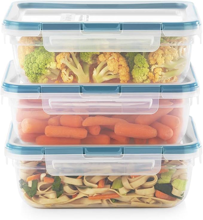 Snapware Food Storage Containers, Plastic, 8.5-Cup, Rectangular | Leakproof & Airtight | BPA-Free | Microwave & Dishwasher Safe | Pack of 6