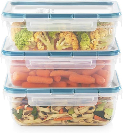 Snapware Food Storage Containers, Plastic, 8.5-Cup, Rectangular | Leakproof & Airtight | BPA-Free | Microwave & Dishwasher Safe | Pack of 6