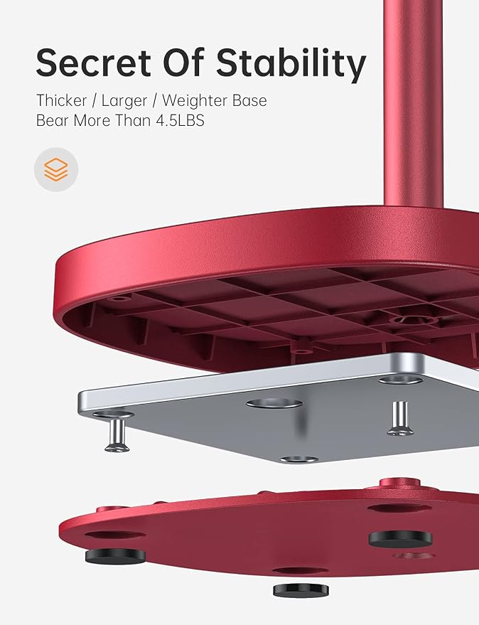 LISEN Cell Phone Stand Adjustable Phone Holer for Desk, Computer Office Desk Accessories for iPhone 16 Holder Women Kitchen Essentials Fits Switch Kindle iPads Tablet 4-10in (Red)