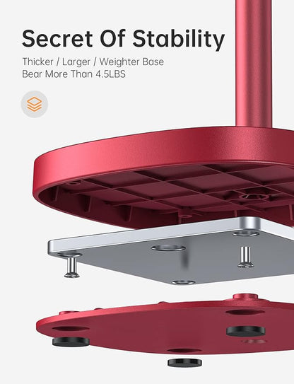 LISEN Cell Phone Stand Adjustable Phone Holer for Desk, Computer Office Desk Accessories for iPhone 16 Holder Women Kitchen Essentials Fits Switch Kindle iPads Tablet 4-10in (Red)