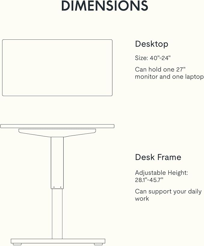 FLEXISPOT EN1 One-Piece Standing Desk with 1-Inch Thick Seamless Desktop, 40"x24" Electric Height Adjustable Desk for Home Office, Multi-Monitor Setups & Easy Assembly, Mahogany
