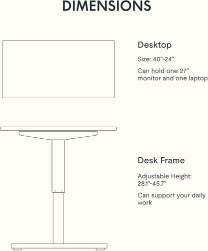 FLEXISPOT EN1 One-Piece Standing Desk with 1-Inch Thick Seamless Desktop, 40"x24" Electric Height Adjustable Desk for Home Office, Multi-Monitor Setups & Easy Assembly, Mahogany