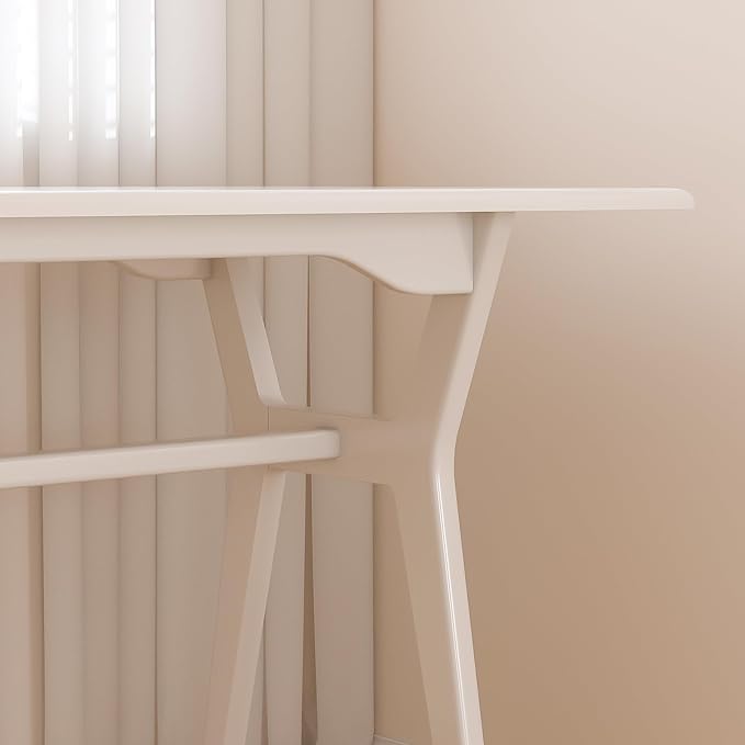 Solid Wood Study Desk - 78.8" Double Long Computer Table for Home Office, 2-Person PC Workstation, White