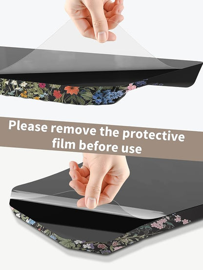 3-in-1 Ergonomic Keyboard Stand with Wrist Rest & Mouse Pad Set, Comfy Keyboard Riser Holder Soft Mousepad with Massage Design, Memory Foam and Non-Slip PU Base for Pain Relief, Flower