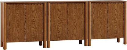 Buffet Cabinet with Storage, Accent Sideboard Cabinet with Adjustable Shelves, Solid Wood Freestanding Storage Cabinet for Living Room Dining Room Entry Kitchen, Light Brown