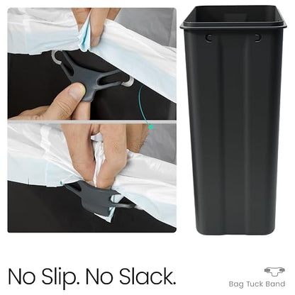 Home Zone Living 12 Gallon Slim Kitchen Trash Can with Soft Close Lid, Step Pedal, Bag Tuck Band, and Removable Liner, Stainless Steel, Black