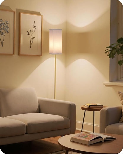 2Pack 64.2” Dimmable Floor Lamp for Living Room with Remote & Foot Switch, Corner Floor Lamp for Bedroom, Includes A19 Bulb, Modern Standing Tall Lamp, ETL Listed White and Gold DCW17LDP205