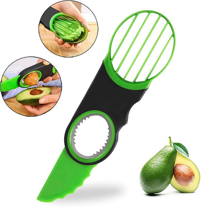 Stainless Steel Avocado Slicer, Corer, and Paring Knife Combo: 3-in-1 Tool - Dishwasher Safe & Heavy Duty