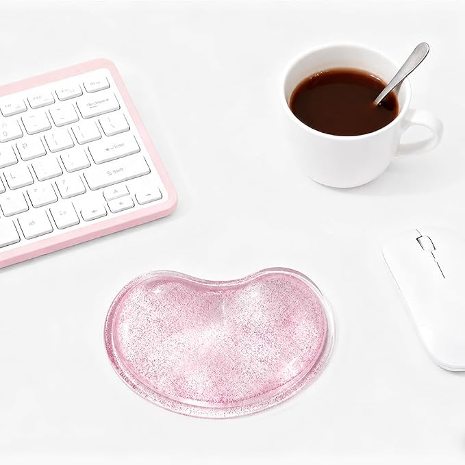 Soft Mouse Wrist Rest Pad Comfortable Cool Silicone Gel Ergonomic Cushion Small-Sized Hand Pain Relief Support Pad with Gel-Filled for Laptop Computer Office & Home (Bright Pink)