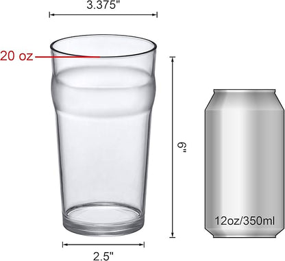 Amazing Abby - Amber - 20-Ounce Plastic Beer Glasses (Set of 6), Plastic Pint Glasses, Reusable Cups, BPA-Free, Shatter-Proof, Dishwasher-Safe, Perfect for Poolside, Outdoors, Camping, and More
