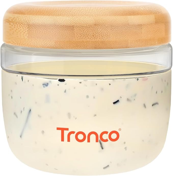 Tronco 24 oz Glass Food Storage & Lunch Bowl Containers with Airtight Lids | Leak & Spill Proof Meal Prep Container with Bamboo Lids, Microwave & Dishwasher Safe, Soup & Stew, Office Lunch,BPA-Free