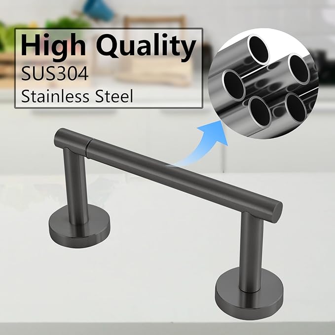 Toilet Paper Holder, Double Post Pivoting Design, Stainless Steel Rustproof Bathroom Tissue Holder, Wall Mount Fits Mega Rolls, for Home, RV, Commercial Bathroom Black
