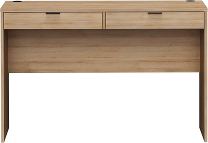 Prepac 46" Writing Desk – Computer Desk with 2 Drawers, Light Oak Office Desk for Home Office or Bedroom