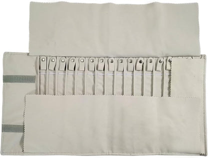 Portable Jewelry Roll Untangled Secure Necklace Travel Storage Bag Displays Holder 16 Chain (Beige)