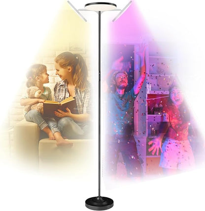 36W LED Floor Lamp, Super Bright Standing Lamp, Modern Stepless Dimmable Torchiere Tall Lamp with Remote Control, 350°Rotating Head Reading Floor Lamp for Living Room, Bedroom, Office