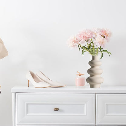 Steviieden Ceramic Vase, Modern Home Decor,Off White Round Vases,Modern Dried Flower Vases, Boho Home Decor for Centerpieces Wedding Dinner Table Party Living Room Office Bedroom (Medium)