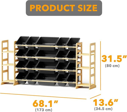 SpaceAid Toy Storage Organizer with 6 Shelves and 20 Bins, Toy Organizers Storage Bookshelf, Kids Bin Shelf Toys Box Bookcase for Bedroom Playroom Organization Room Decor, True Black