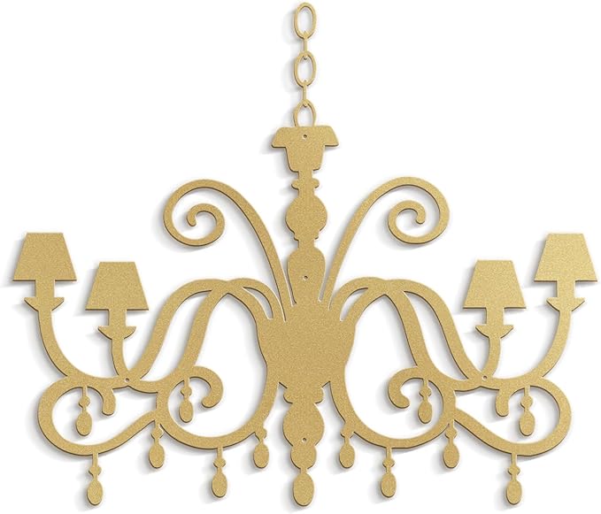 SIGNLEADER Metal Wall Decor Chandelier Scrollwork Candle Minimalist Modern Abstract Wall Sculpture Hangings Home Decoration for Living Room, Bedroom, Bathroom, Kitchen, Outdoor - 30" Gold