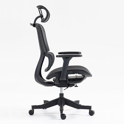 Ergonomic Office Chair with Independent Lumbar Support, Adjustable Height & 360° Swivel for Home Office Workstation (Black)