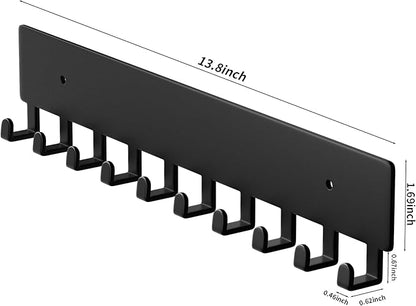 GTK Key Holder for Wall, Key Hooks with 10 Hooks, Wall Mounted Key Holder for Hallway, Self Adhesive Key Rack(Black)