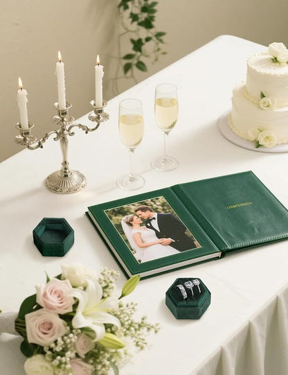 Velvet 3 Slots Jewelry Ring Box Engagement Wedding Box Keepsake Box Bridal Photo Ring Triple Slots Hexagon