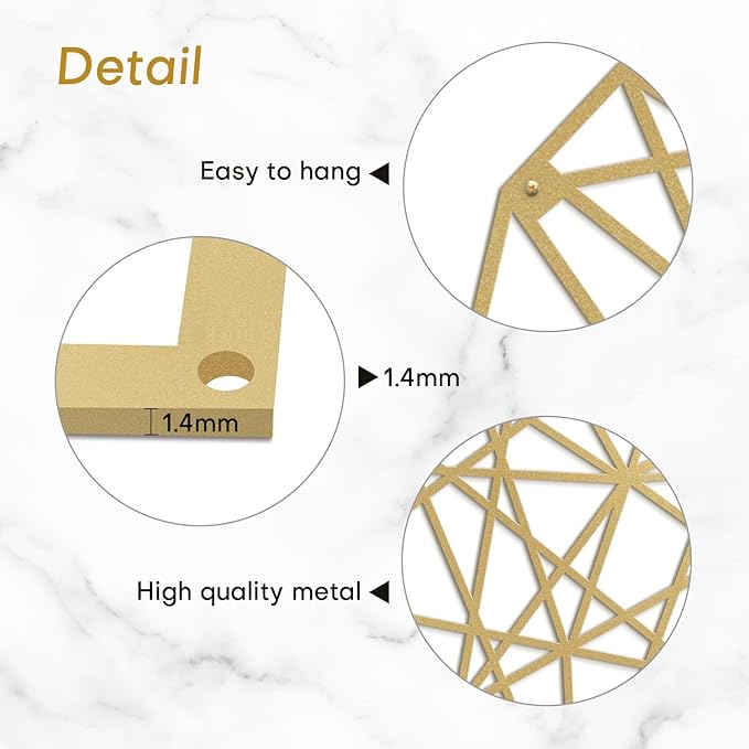 SIGNLEADER Metal Wall Art Decor Eternal Diamond Modern Abstract Wall Sculpture Hangings Home Decoration for Living Room, Bedroom, Bathroom, Kitchen, Outdoor - 12" Gold