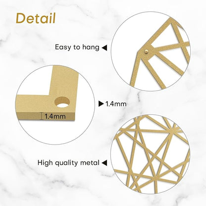 SIGNLEADER Metal Wall Art Decor Eternal Diamond Modern Abstract Wall Sculpture Hangings Home Decoration for Living Room, Bedroom, Bathroom, Kitchen, Outdoor - 12" Gold