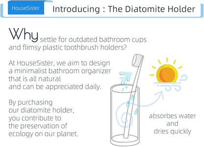 Fast-Drying Diatomite Toothbrush Holder - Bathroom Countertop Organizer Stand for Toothpaste, Makeup Brushes, Razors & Accessories (Orange)