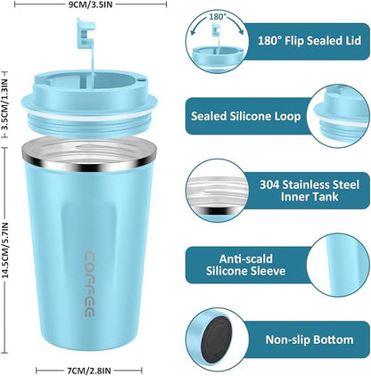 CS COSDDI 12 oz Stainless Steel Vacuum Insulated Tumbler - Coffee Travel Mug Spill Proof with Lid - Coffee Cups for Keep Hot/Ice Coffee,Tea and Beer