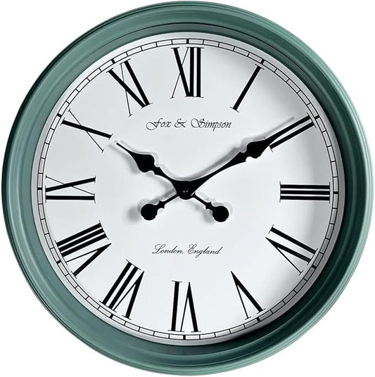 Fox and Simpson Extra Large 50cm / 20-Inch Grand Central Station Wall Clock in Duck Green
