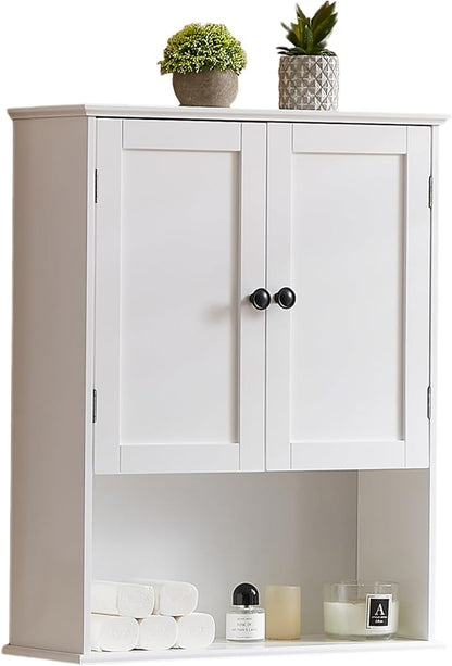 Bathroom Wall Cabinet, White 30" x 24" Wall Mounted Medicine Cabinet, Over Toilet Storage Hanging Cabinet Adjustable Shelves Cupboard with Large Space for Laundry Room, Bedroom, Kitchen, Entryway