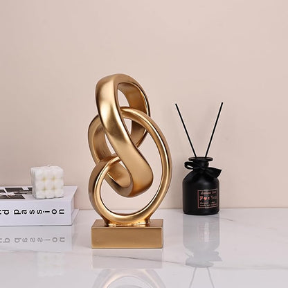 DOVDOV Abstract Gold Knot Statue, Geometric Knot Decor, Gold Decor on Shelf Bookshelf countertop for Living Room Coffee Table Office Coffee Table entryway entryway Desktop Decorative Ornament.