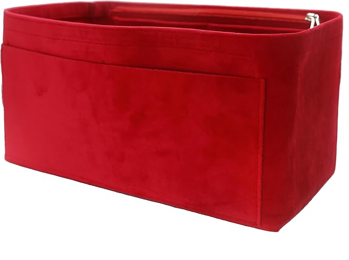 Purse Organizer Insert, Suede Bag Organizer Handbag Tote Shaper, Suede Material, Soft and Non Damaging Bag (Small,Red)