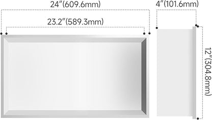 Shower Niche 24" X 12" White, Stainless Steel Wall Niche Recessed Shower Shelf for Bathroom Storage, No Tile Needed Over Mount Installation