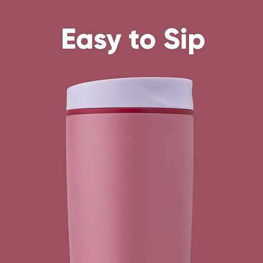 Owala SmoothSip Slider Insulated Stainless Steel Coffee Tumbler, Reusable Iced Coffee Cup, Hot Coffee Travel Mug, BPA Free 20 oz, Purple/Pink (Crochet Queen) (Pack of 8)
